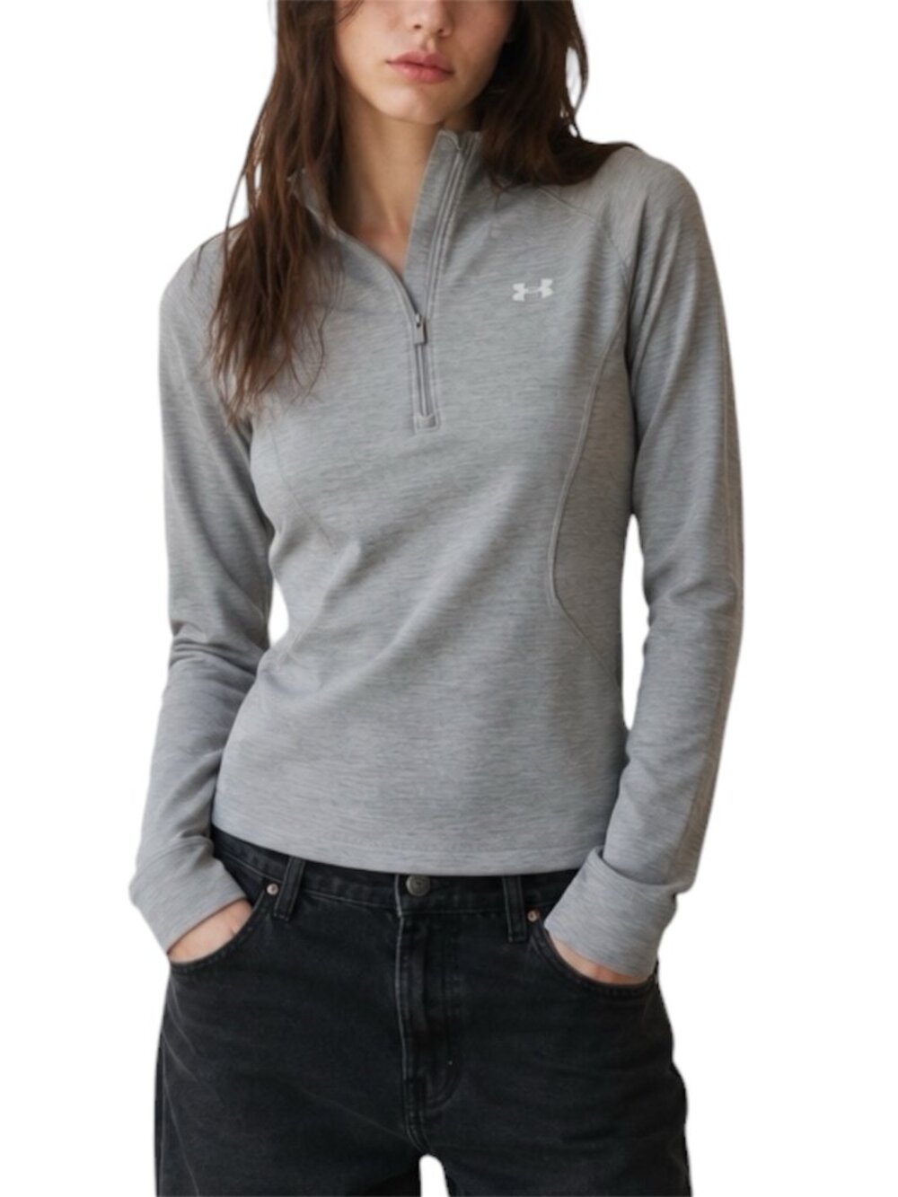 Size S Under Armour Gray Heather Quarter Zip Performance Pullover